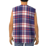 USA Patriotic Plaid Print Sleeveless Baseball Jersey