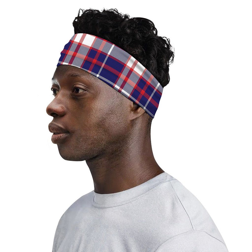 USA Patriotic Plaid Print Sports Headband