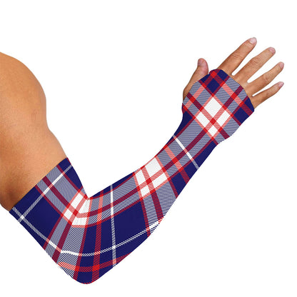 USA Patriotic Plaid Print Sun Protection Arm Sleeves