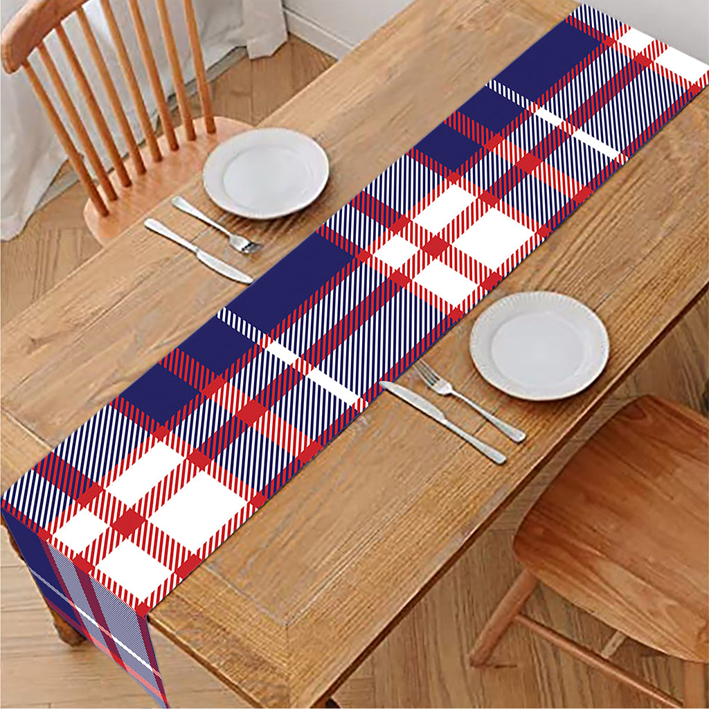 USA Patriotic Plaid Print Table Runner