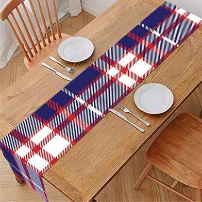 USA Patriotic Plaid Print Table Runner