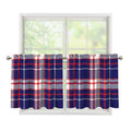 USA Patriotic Plaid Print Tier Curtains