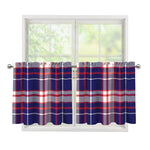 USA Patriotic Plaid Print Tier Curtains