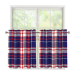 USA Patriotic Plaid Print Tier Curtains