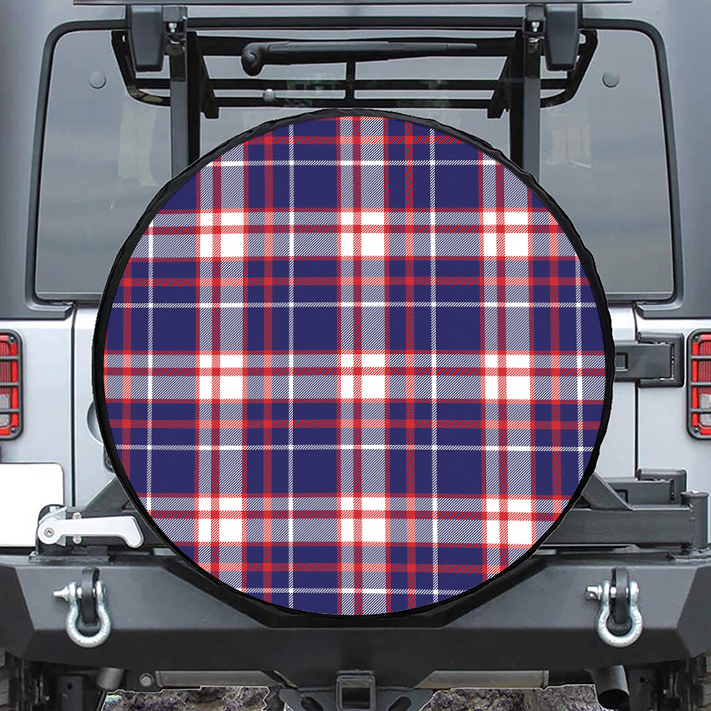 USA Patriotic Plaid Print Tire Cover