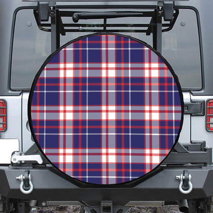 USA Patriotic Plaid Print Tire Cover