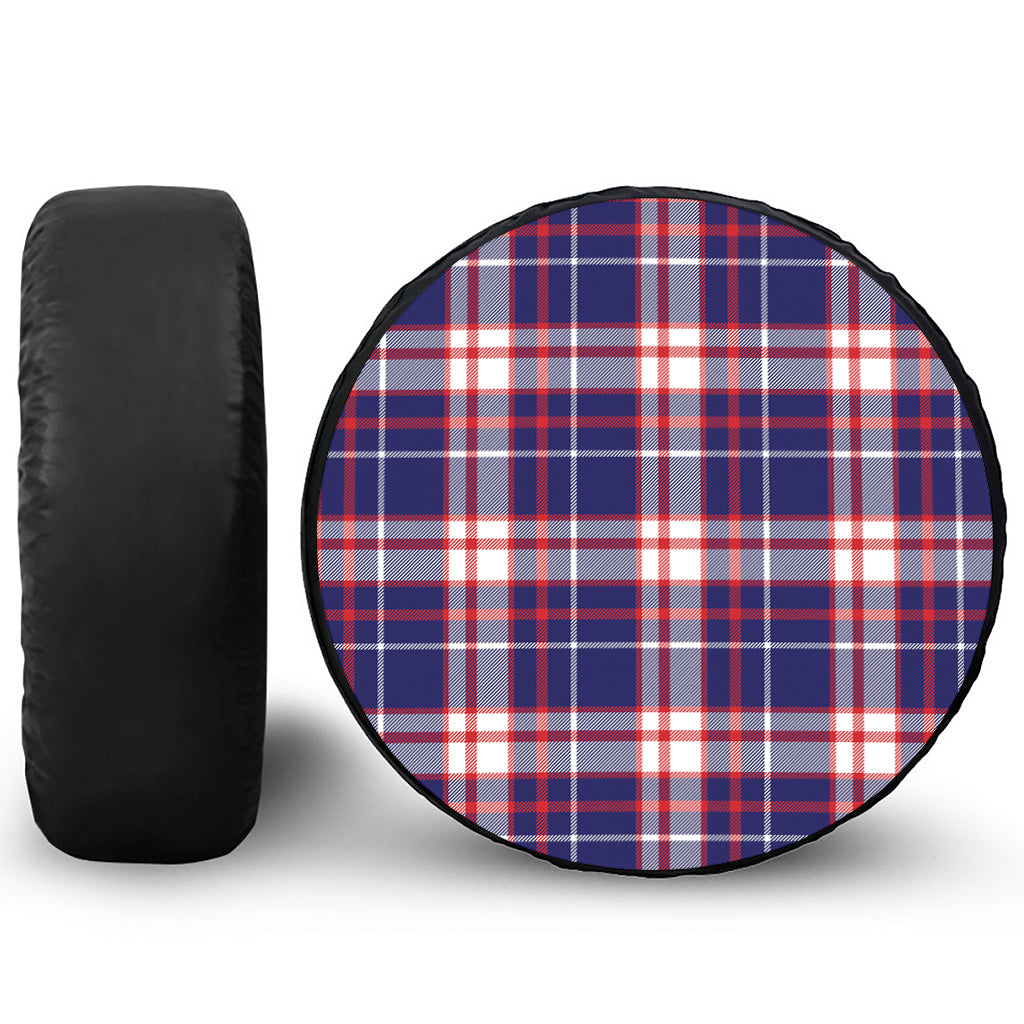 USA Patriotic Plaid Print Tire Cover