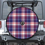 USA Patriotic Plaid Print Tire Cover With Camera Hole