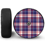 USA Patriotic Plaid Print Tire Cover With Camera Hole