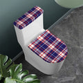 USA Patriotic Plaid Print Toilet Lid And Tank Cover Set