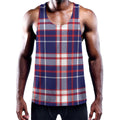 USA Patriotic Plaid Print Men's Workout Tank Top