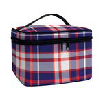 USA Patriotic Plaid Print Travel Makeup Bag