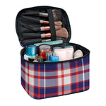 USA Patriotic Plaid Print Travel Makeup Bag