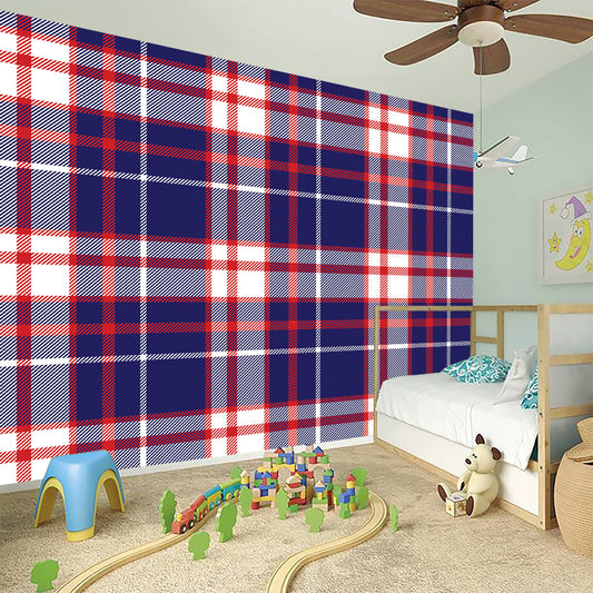 USA Patriotic Plaid Print Wall Sticker
