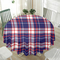 USA Patriotic Plaid Print Waterproof Round Tablecloth