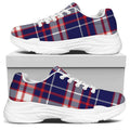 USA Patriotic Plaid Print White Chunky Shoes