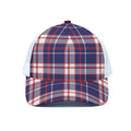 USA Patriotic Plaid Print White Mesh Trucker Hat