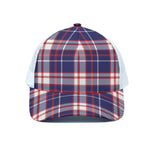 USA Patriotic Plaid Print White Mesh Trucker Cap
