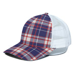 USA Patriotic Plaid Print White Mesh Trucker Cap