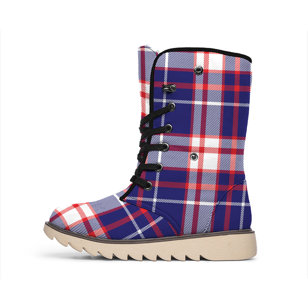 USA Patriotic Plaid Print Winter Boots