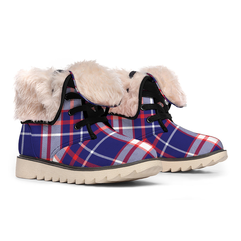 USA Patriotic Plaid Print Winter Boots