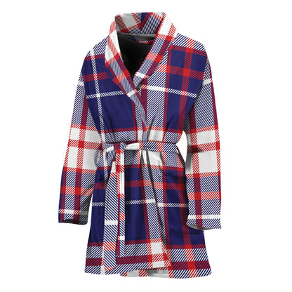 USA Patriotic Plaid Print Women's Bathrobe