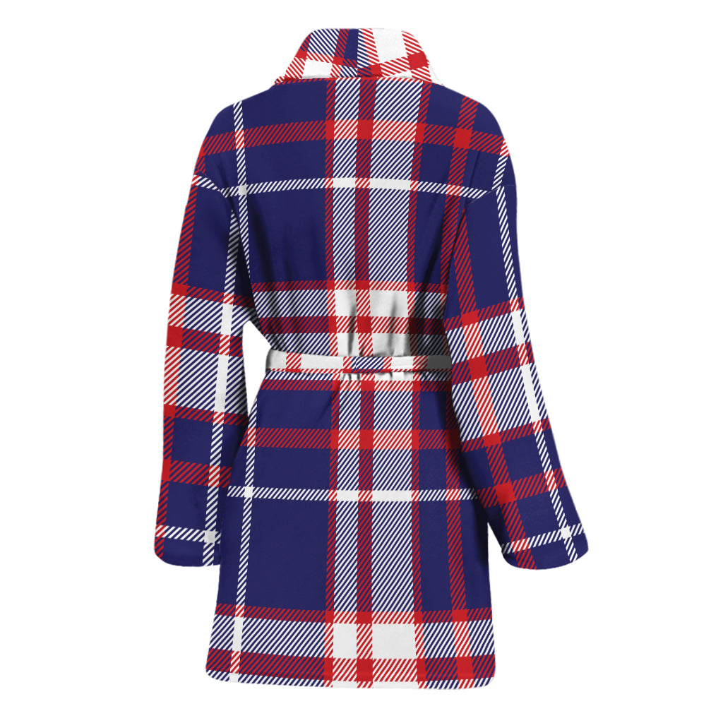 USA Patriotic Plaid Print Women's Bathrobe