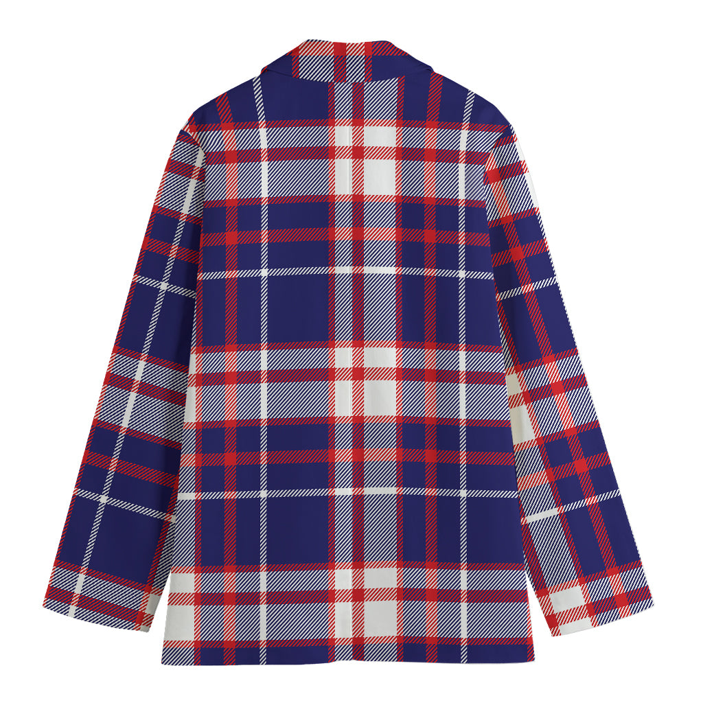 USA Patriotic Plaid Print Women's Blazer