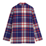 USA Patriotic Plaid Print Women's Cotton Blazer