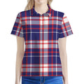 USA Patriotic Plaid Print Women's Polo Shirt
