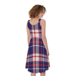 USA Patriotic Plaid Print Women's Sleeveless Dress