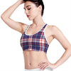 USA Patriotic Plaid Print Women's Sports Bra