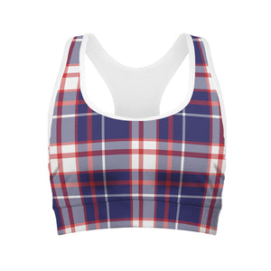 USA Patriotic Plaid Print Women's Sports Bra