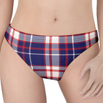 USA Patriotic Plaid Print Women's Thong