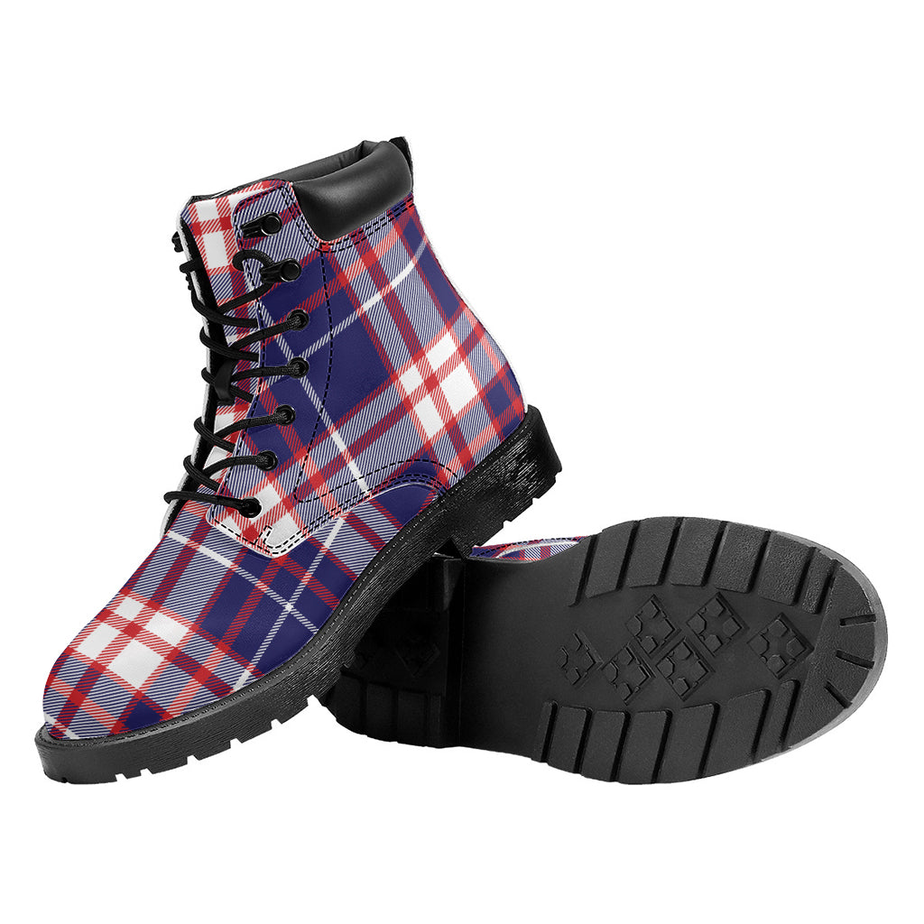USA Patriotic Plaid Print Work Boots