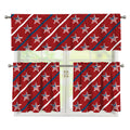 USA Patriotic Star Pattern Print 3 Piece Kitchen Curtains