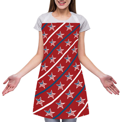 USA Patriotic Star Pattern Print Adjustable Apron