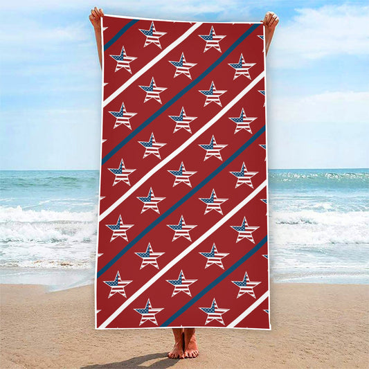 USA Patriotic Star Pattern Print Beach Towel