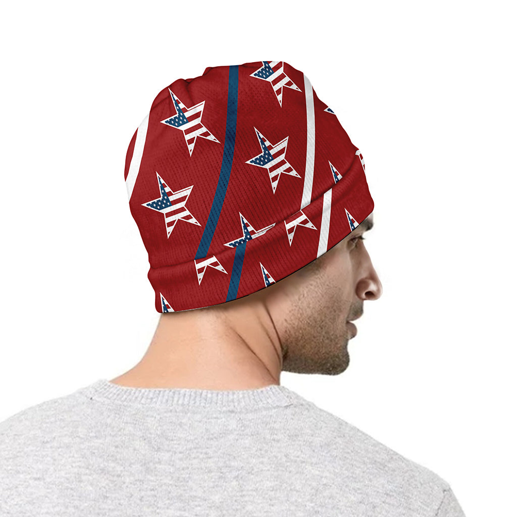 USA Patriotic Star Pattern Print Beanie