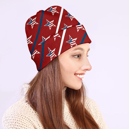 USA Patriotic Star Pattern Print Beanie