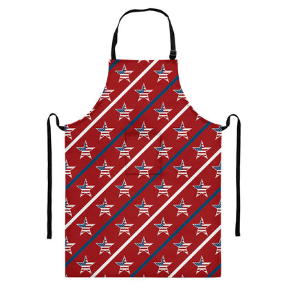 USA Patriotic Star Pattern Print Bib Apron With Pocket