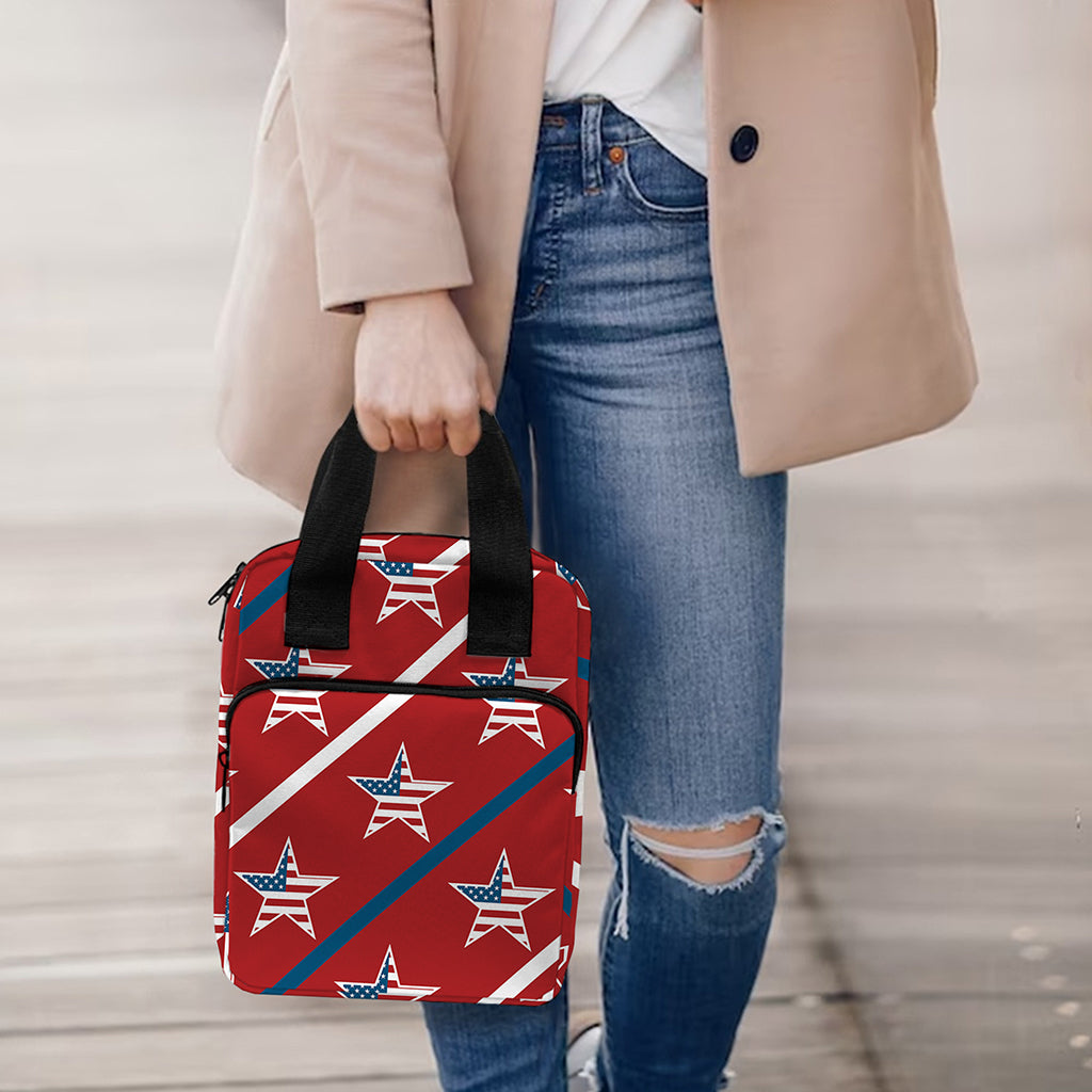 USA Patriotic Star Pattern Print Bible Tote Bag
