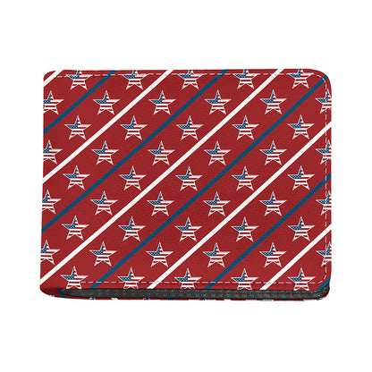 USA Patriotic Star Pattern Print Bifold Wallet