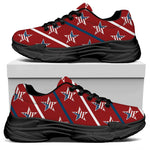 USA Patriotic Star Pattern Print Black Chunky Shoes