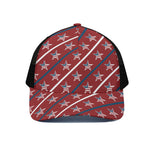USA Patriotic Star Pattern Print Black Mesh Trucker Cap