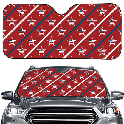 USA Patriotic Star Pattern Print Car Windshield Sun Shade