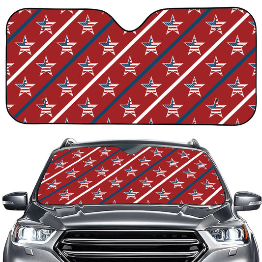 USA Patriotic Star Pattern Print Car Windshield Sun Shade