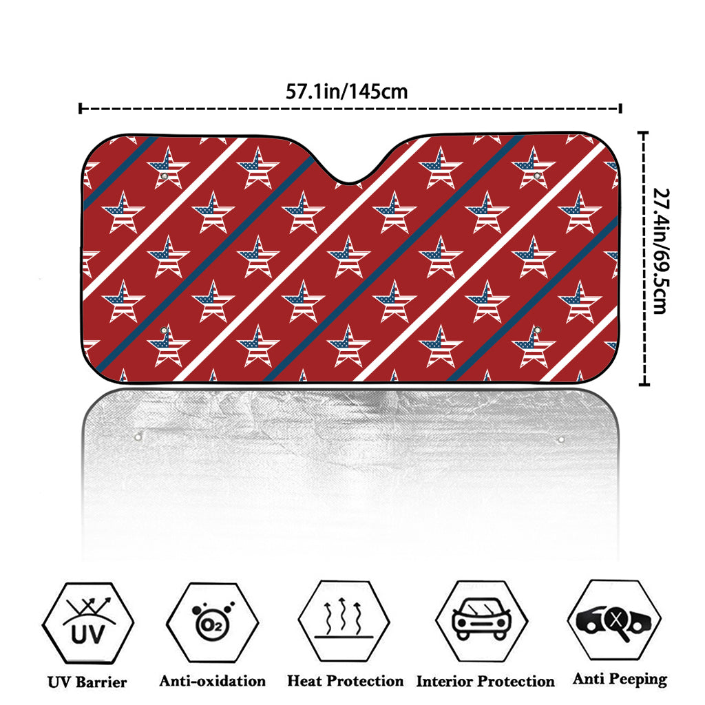 USA Patriotic Star Pattern Print Car Windshield Sun Shade