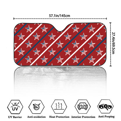 USA Patriotic Star Pattern Print Car Windshield Sun Shade