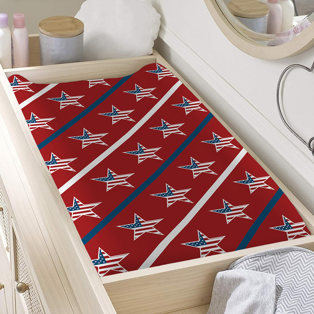 USA Patriotic Star Pattern Print Changing Pad Cover